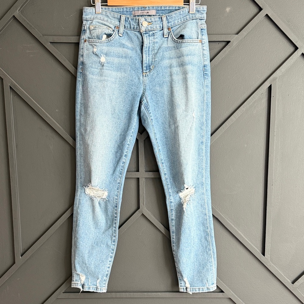 Joe's Jeans Light Wash Ripped Ankle Jeans